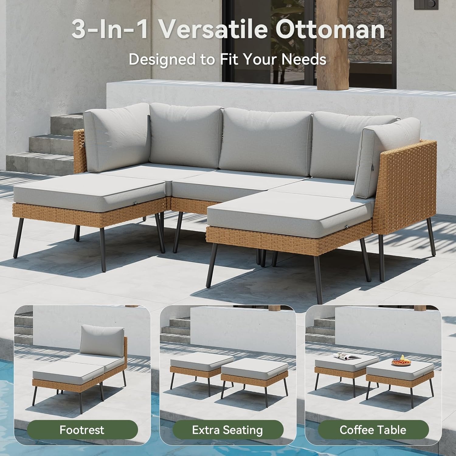 Aoxun 10 Piece Outdoor Patio F - Outdoor Furniture Grey ulasan dan harga